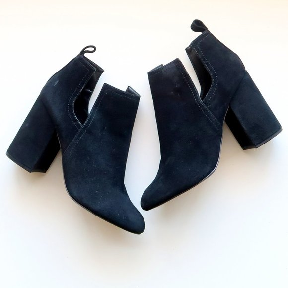 Steve Madden Shoes - Steve Madden Norelle Black Suede Leather Block Heel Ankle Boots / Booties 9.5